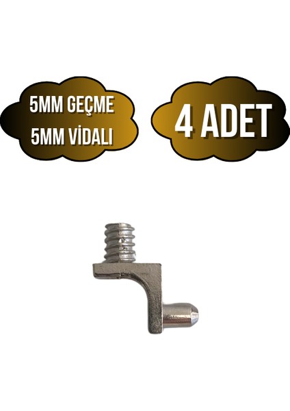 Metal 5mm Vidalı ve Geçme Raf Pimi Dolap Raf Altı Pimi(5mm)(Metal)