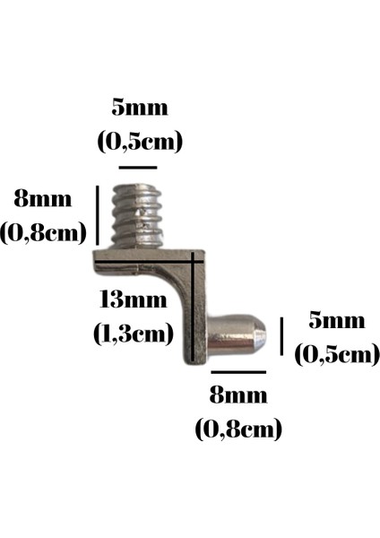 Metal 5mm Vidalı ve Geçme Raf Pimi Dolap Raf Altı Pimi(5mm)(Metal) fırsatları