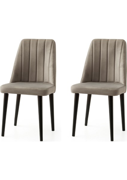 2 Adet Sude Sandalye Babyface Kumaş Siyah Ahşap Ayak