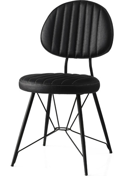 2 Adet Ahtapot Sandalye Siyah Suni Deri Siyah Metal Iskelet fiyatları