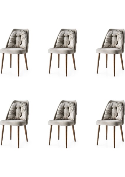 6 Adet Neşe Sandalye Babyface Kumaş Ahşap Ayak