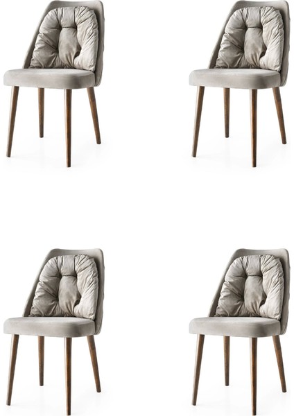 4 Adet Neşe Sandalye Babyface Kumaş Ahşap Ayak