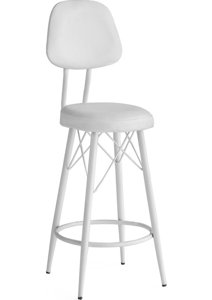 6 Adet Ece Bar Sandalye Beyaz Suni Deri Beyaz Metal Iskelet fiyatları