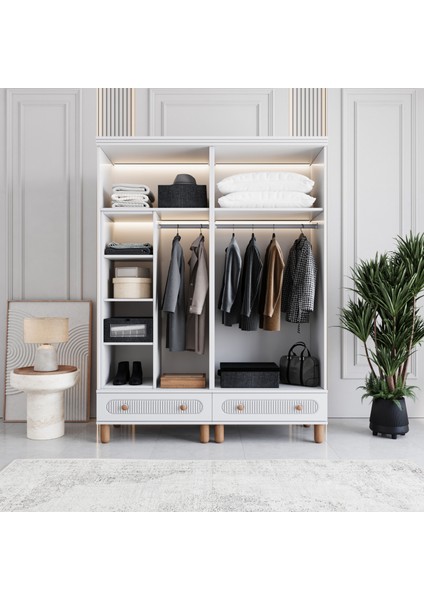 Milen 4 Kapaklı Çekmeceli Gardırop Tamamı MDF (Beyaz) modelleri