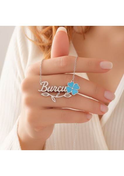 Unutma Beni Çiçeği Isimli Beyaz Gümüş Kolye