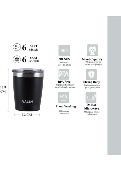 Çift Duvarlı Vakumlu Kahve Bardağı 340 ml