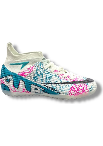 Yeni Model Çoraplı Halısaha Ayakkabı Beyaz Turkuaz Desenli fiyatları