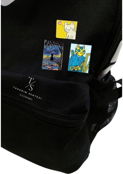 Rozet Metal Broş 3'lü Kedi Van Gogh Yağlı Boya Tablo Resim Yaka Okul Çanta Kıyafet Şapka Takı fırsatları