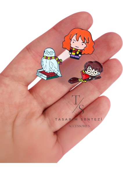 Rozet Metal Broş 3'lü Harry Potter Hermione Granger Baykuş Hedwig Yaka Okul Çanta Kıyafet Şapka Takı modelleri