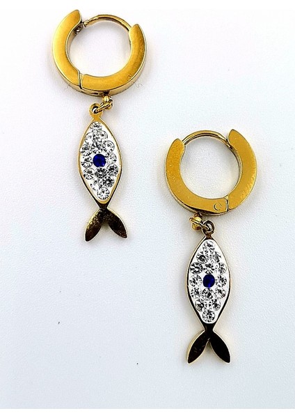 Gold Renk Figürlü Çelik Küpe