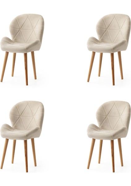 4 Adet Vera Sandalye Babyface Kumaş Ahşap Iskelet