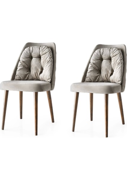 2 Adet Neşe Sandalye Babyface Kumaş Ahşap Ayak