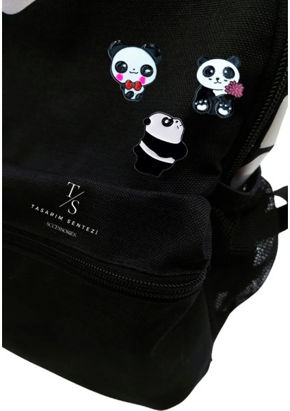 Rozet Metal Broş 3'lü Panda Kung Fu Çiçekli Ayı Hayvan Yaka Okul Çanta Kıyafet Şapka Takı fırsatları