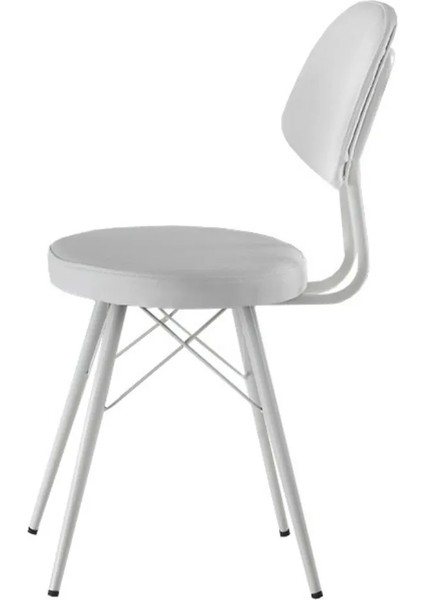 4 Adet Ece Sandalye Beyaz Suni Deri Beyaz Metal Iskelet fiyatları