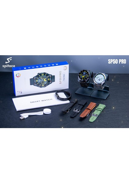 SP50 Pro Android-Ios Uyumlu Bildirim Görme Konuşma Özellikli Akıllı Saat + 3 Kordon