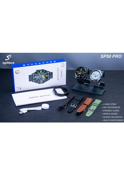SP50 Pro Android-Ios Uyumlu Bildirim Görme Konuşma Özellikli Akıllı Saat + 3 Kordon fiyatları