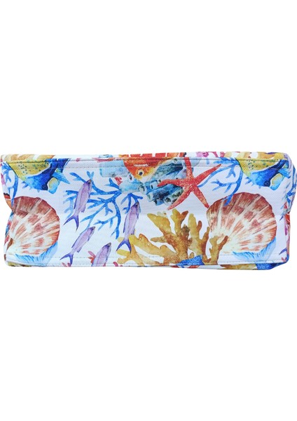 Kadın Plaj Çantası Denizaltı Canlıları Desenli Yumuşak Halat Saplı