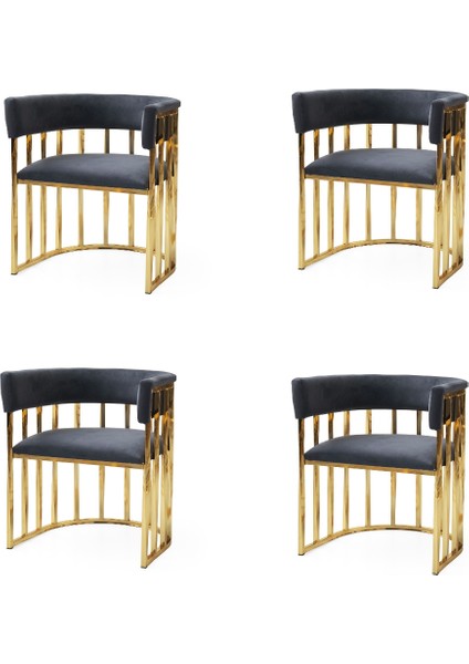 4 Adet Karaca Tekli Berjer Babyface Kumaş Gold Metal Iskelet