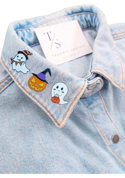 Rozet Metal Broş 3'lü Hayalet Bal Kabağı Halloween Cadılar Bayramı Yaka Çanta Kıyafet Şapka Takı fiyatları