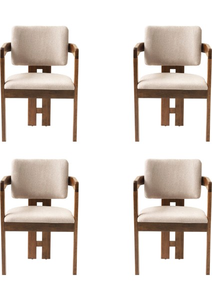 4 Adet Viyana Sandalye Bukle Kumaş Ceviz Ahşap Iskelet