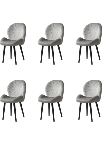 6 Adet Porto Sandalye Babyface Kumaş Siyah Ahşap Ayak