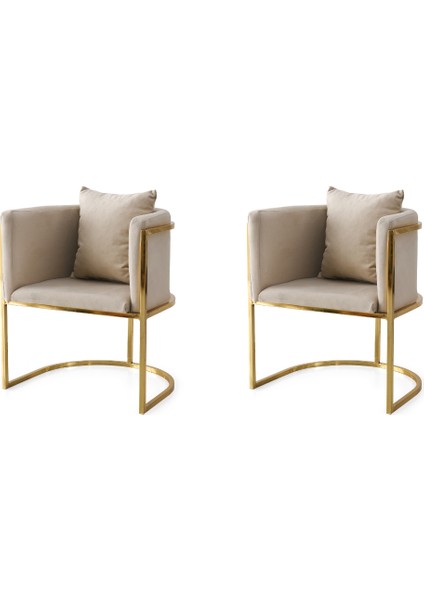 2 Adet Reyhan Gold Tekli Berjer Sandalye Babyface Kumaş