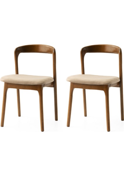 2 Adet Yılan Sandalye Babyface Kumaş Ceviz Ahşap Iskelet