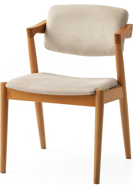 6 Adet Rody Sandalye Babyface Kumaş Naturel Ahşap Iskelet modelleri