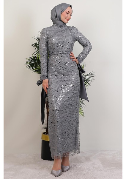 Sena Pullu Elbise Gri fiyatları