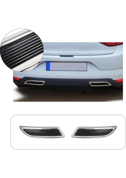 Renault Megane 4 Hb Uyumlu Egzoz Çıkış Kromu 2 Parça Paslanmaz Çelik