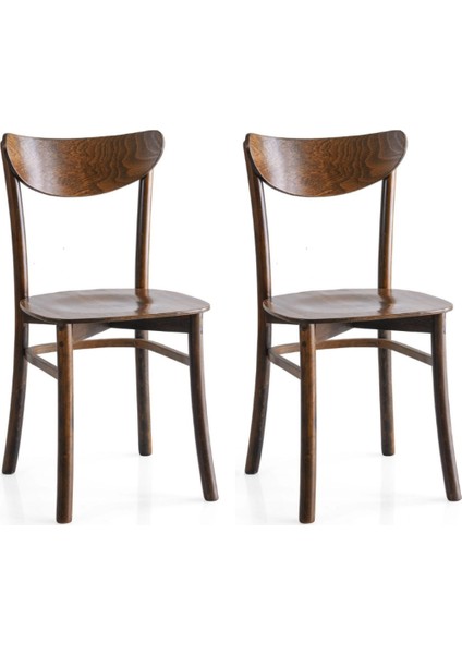 2 Adet Aziz Sandalye Ceviz Ahşap Iskelet