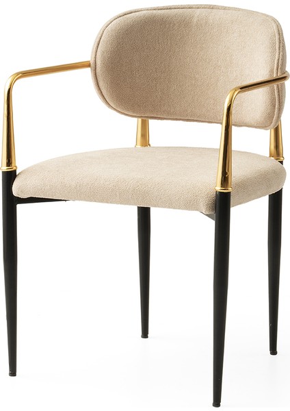 6 Adet Asya Sandalye Bukle Kumaş Eskitme-Siyah Renk Metal Iskelet modelleri