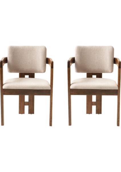 2 Adet Viyana Sandalye Bukle Kumaş Ceviz Ahşap Iskelet