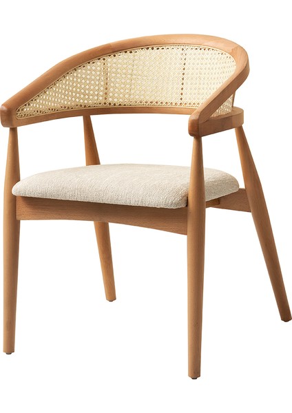 6 Adet Gazel Sandalye Bukle Kumaş Naturel Ahşap Iskelet modelleri