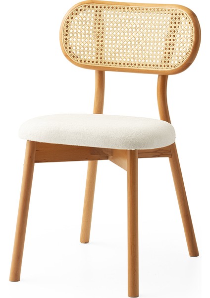 4 Adet Paris Sandalye Bukle Kumaş Naturel Ahşap Iskelet modelleri