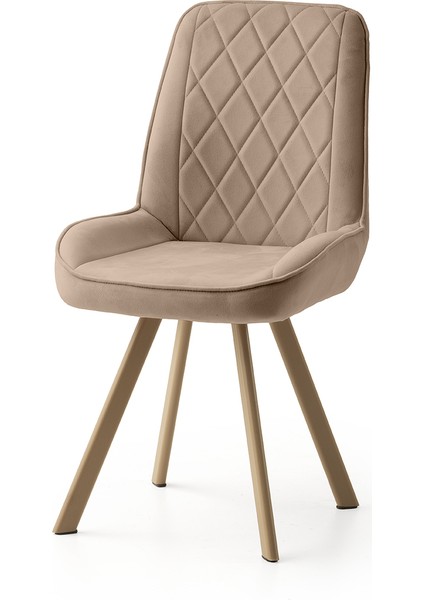 6 Adet Fulya Sandalye Vizon Babyface Kumaş Cappicino Metal Neon Ayak fiyatları