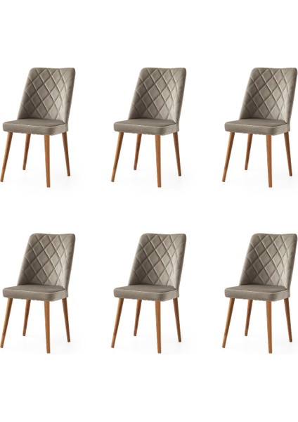 6 Adet Nova Sandalye Babyface Kumaş Ahşap Ayak