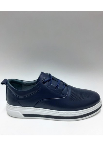 Hakiki Deri Bağcıklı Lacivert Erkek Ayakkabı C-98250213RW