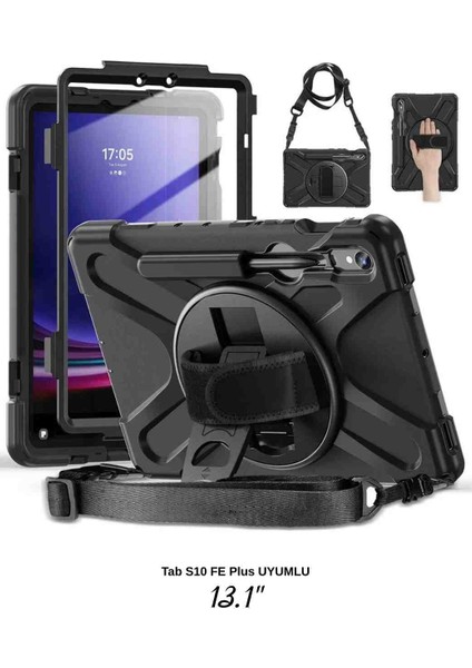 Galaxy Tab S10 Fe Plus Uyumlu 13.1" Tam Koruma Sağlayan Zırhlı Silikon Şok Emici Tablet Kılıfı