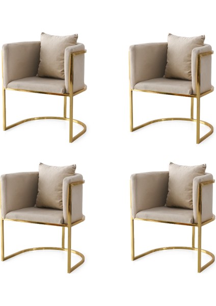 4 Adet Reyhan Gold Tekli Berjer Sandalye Babyface Kumaş