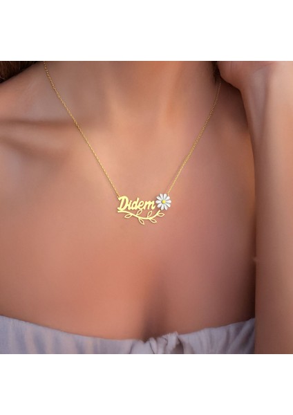 Mineli Papatya Isimli Altın Kaplama Gümüş Kolye fiyatları