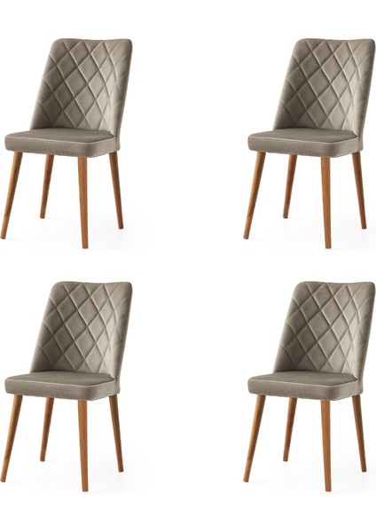 4 Adet Nova Sandalye Babyface Kumaş Ahşap Ayak