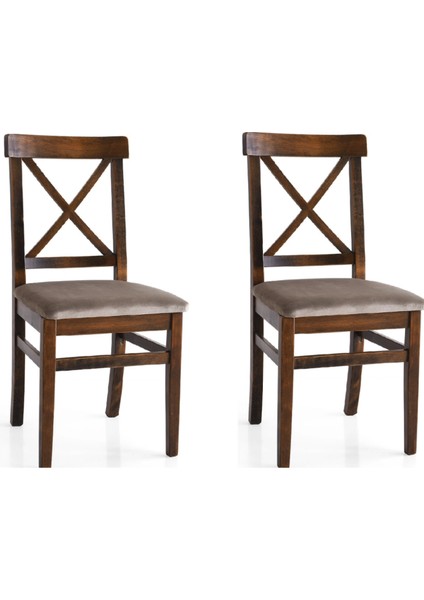 2 Adet Arin Sandalye Babyface Kumaş Ceviz Ahşap Iskelet