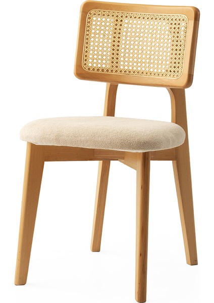 6 Adet Kuzey Sandalye Bukle Kumaş Naturel Ahşap Iskelet modelleri