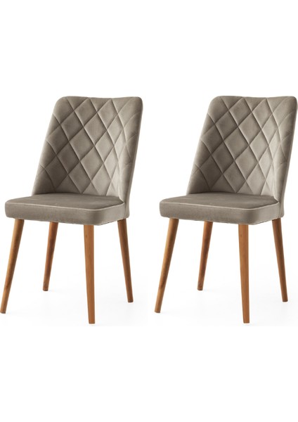 2 Adet Nova Sandalye Babyface Kumaş Ahşap Ayak