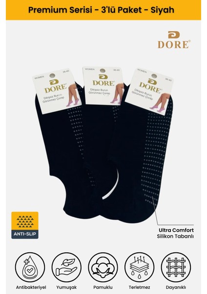 Orijinal Unisex 3 Çift Kaymaz Silikon Tabanlı Fitness Pilates Yoga Kaydırmaz Hac Umre Tavaf Çorabı