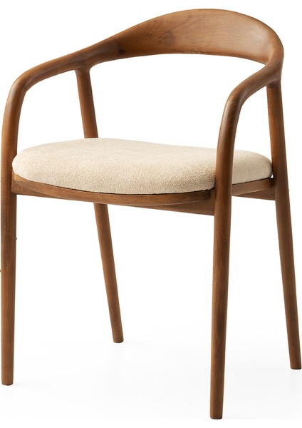 2 Adet Yılan Kollu Sandalye Bukle Kumaş Ceviz Ahşap Iskelet modelleri