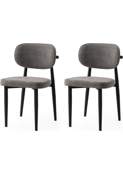 2 Adet Siesta Sandalye Bukle Kumaş Siyah Metal Iskelet