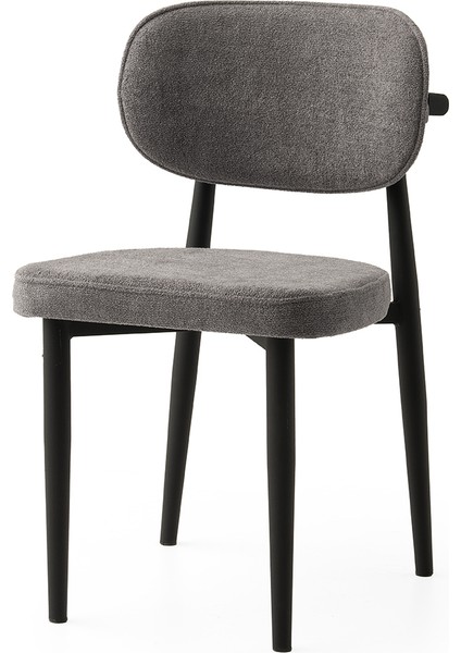 2 Adet Siesta Sandalye Bukle Kumaş Siyah Metal Iskelet modelleri