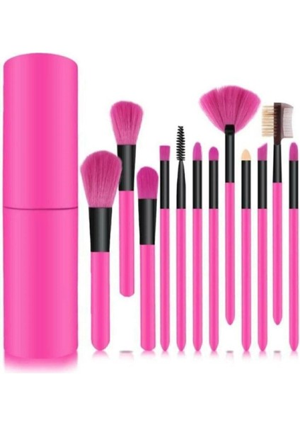 12’li Makyaj Fırça Seti Pembe Fırçalar